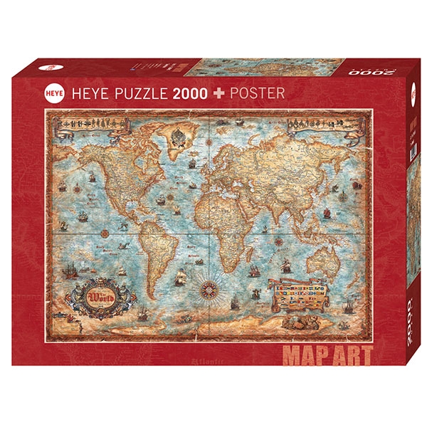 Heye puzzle 2000 pcs Map Art The World 29845 - ODDO igračke