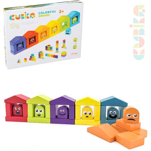 CUBIKA Drvena igračka Šarene kućice (30 elemenata) - ODDO igračke