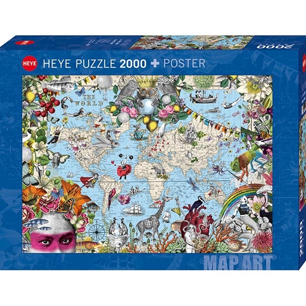 Heye puzzle 2000 pcs Map Art Taj Otkačeni Svet 29913 - ODDO igračke