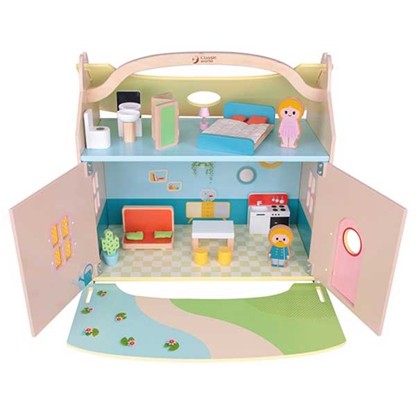 Drvena Kućica za lutke - prenosivi kofer CW 53665-22018 - ODDO igračke