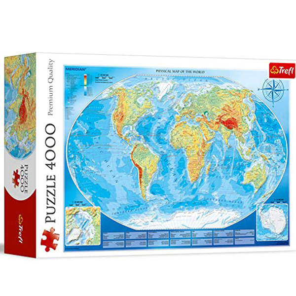 Trefl Puzzle 4000 pcs Large Physical Map of the World 45007 - ODDO igračke