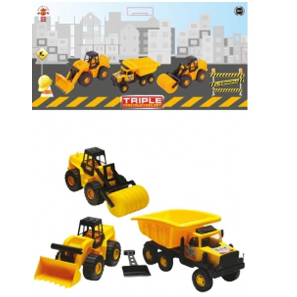 Buldožer, Valjak i Kamion Triple Construction u Kutiji Igračka za Decu 35x70x19cm SR4560 - ODDO igračke