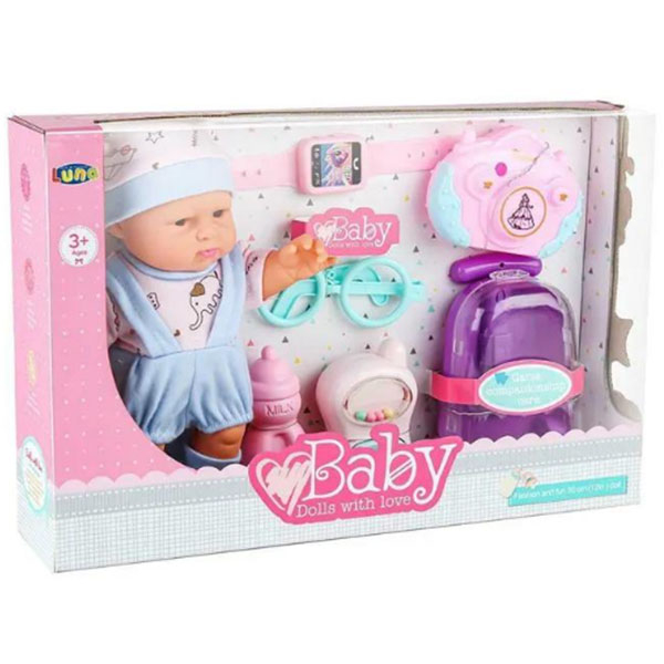 Lutka beba u kutiji 25cm sa setom za putovanje Luna 622149 - ODDO igračke