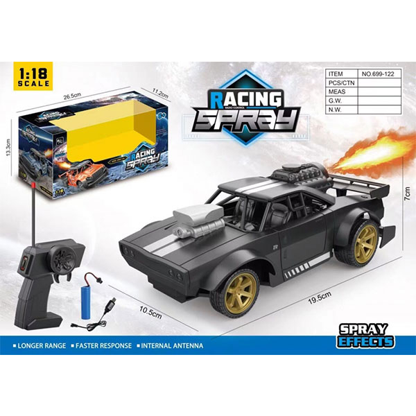 Auto Racing Crni Spray Efekat R/C 1:18 USB 699122 - ODDO igračke