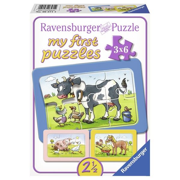 Ravensburger puzzle (slagalice) Moje prve puzle 3 u 1, krava, prase, konj RA06571 - ODDO igračke