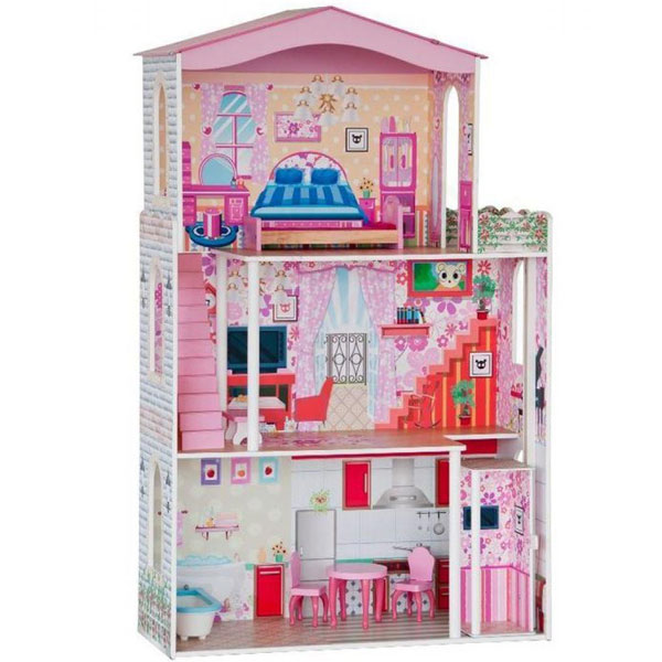 Kućica za lutke drvena na Tri Sprata Woody 91163 - ODDO igračke