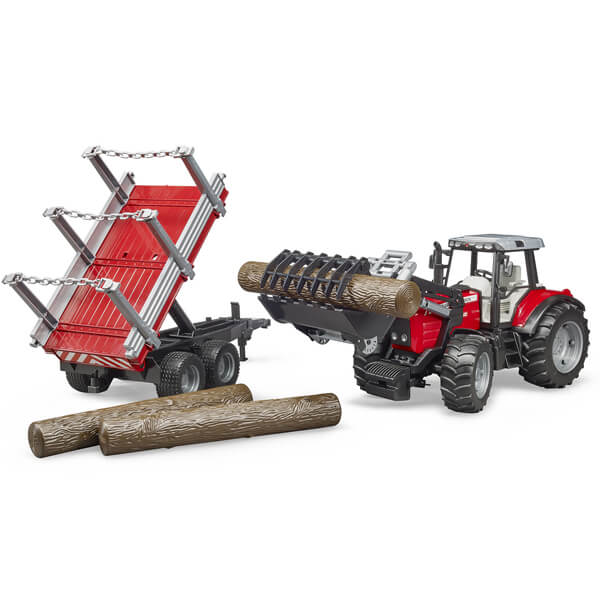 Traktor Bruder Massey Ferguson 7480 sa prikolicom za drva 020460 - ODDO igračke