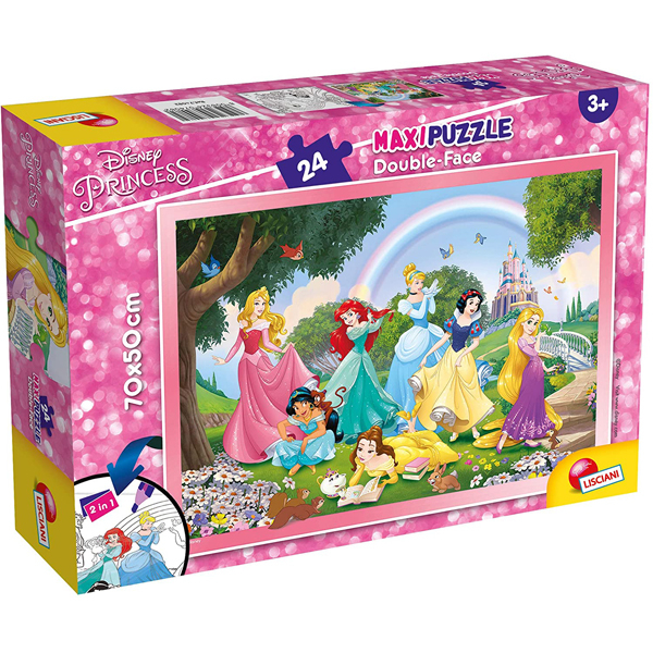 Slagalica Lisciani 24pcs Maxi Disney Princess 2u1 složi i oboji 74082 - ODDO igračke