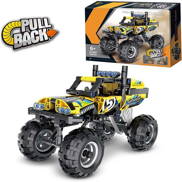 Mechanical Master 3D Quad Educational STEM Pull Back Building Blocks Car Toy - sastavljivi Quad žuti 59132 - ODDO igračke