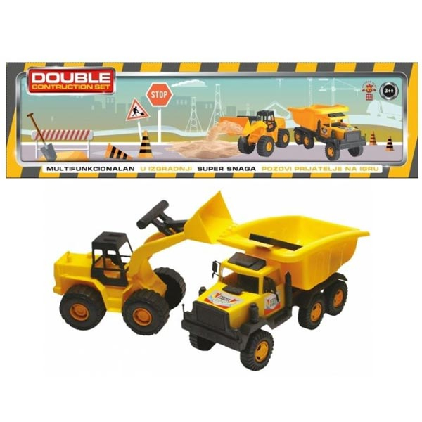 Buldožer i Kamion Double Construction u Kutiji 20x70x19cm Guclu Igračka za Decu SR4577 - ODDO igračke