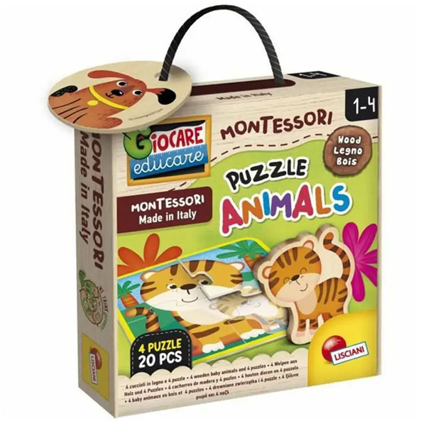 Montesori Edukativna kutija 4 Puzzle Animals Lisciani 96848 - ODDO igračke