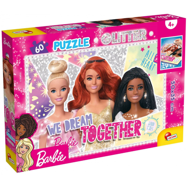 Slagalica Lisciani 60pcs Barbie Glitter Selfie! 2u1 slozi I oboji 81165 - ODDO igračke