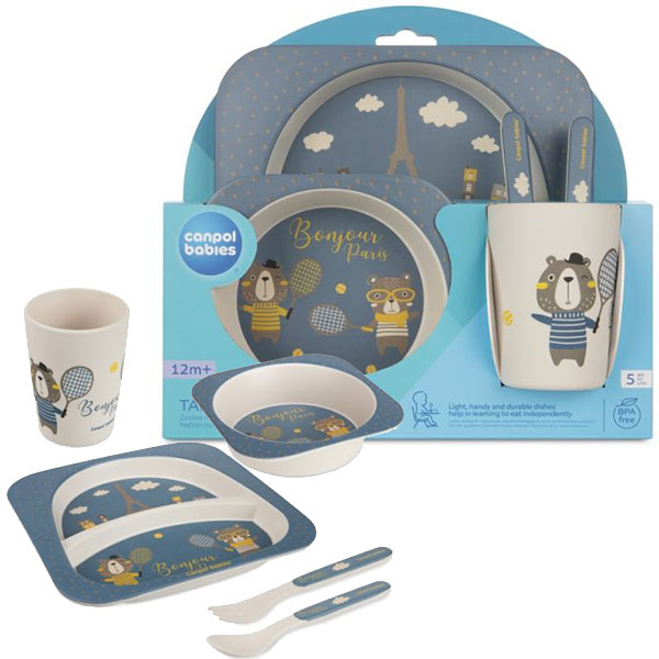 Canpol babies set za hranjenje 5 delova 9/227 - BONJOUR PARIS NAVY BLUE - ODDO igračke