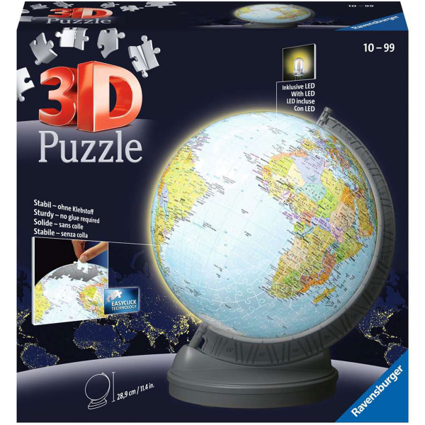 Ravensburger 3D puzzle (slagalice) - Globus sa svetlom RA11549 - ODDO igračke