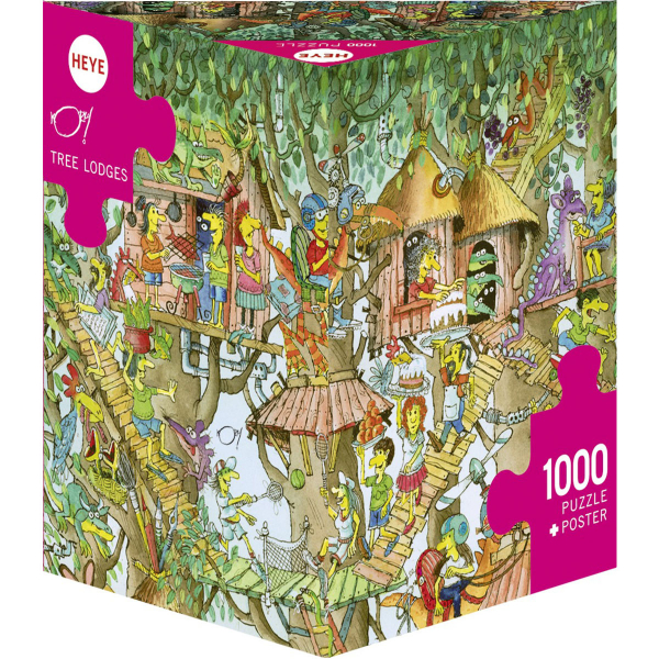 Heye puzzle 1000 pcs Triangle Korky Paul Tree Lodges 29990 - ODDO igračke
