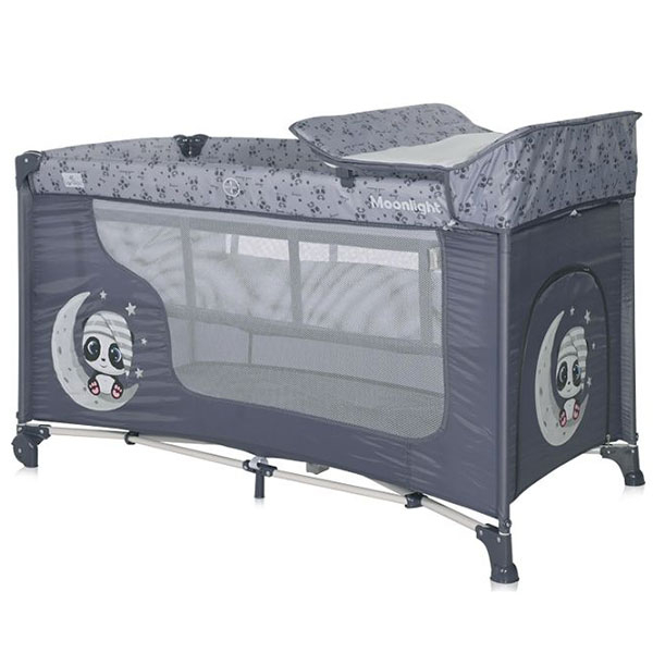 Lorelli prenosivi krevetac Moonlight 2 Nivoa Cool Grey Pandas 10080412362 - ODDO igračke