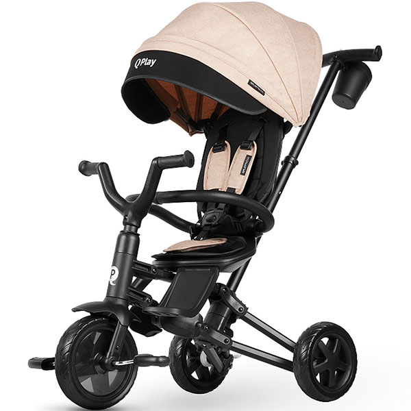 Tricikl sa ručkom za decu Nova Niello khaki Qplay 41312454 - ODDO igračke