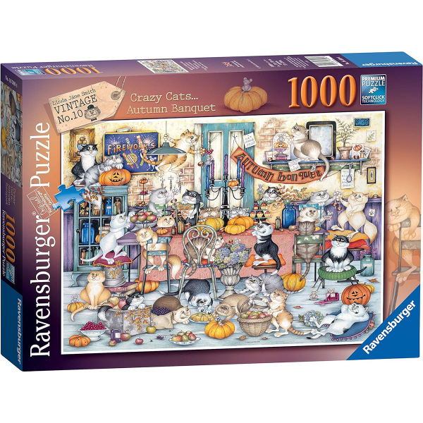 Ravensburger puzzle (slagalice)- 1000pcs Crazy Cats Autumn Banquet RA16509 - ODDO igračke