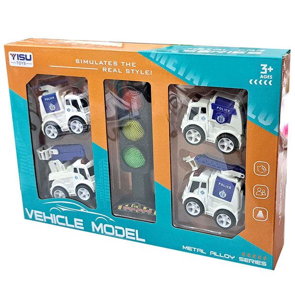 Set 4 metalna vozila policija sa semaforom 1040532 - ODDO igračke