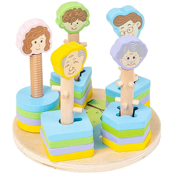 Drvena igračka Porodična geometrijska kula BBO BL-20222 - ODDO igračke