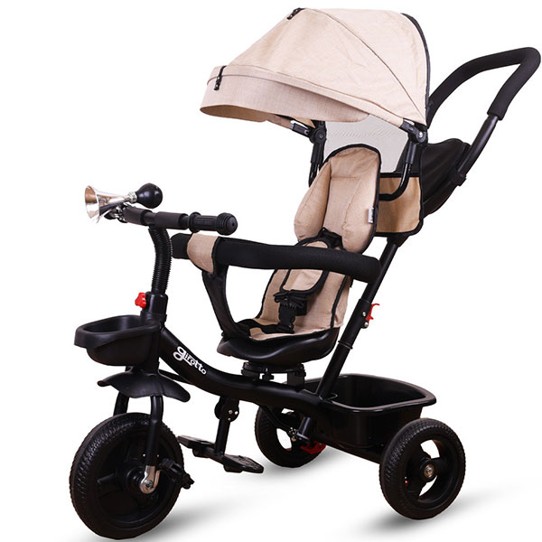 Tricikl sa ručkom crni ram bež Girotto Jungle 40010764 - ODDO igračke