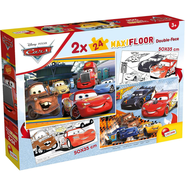 Slagalica Lisciani 2x24pcs MaxiFloor Cars 2u1 složi i oboji 91713 - ODDO igračke