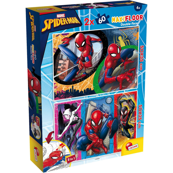 Slagalica Lisciani 2x60pcs MaxiFloor Marvel Spiderman 2u1 složi i oboji 109630 - ODDO igračke