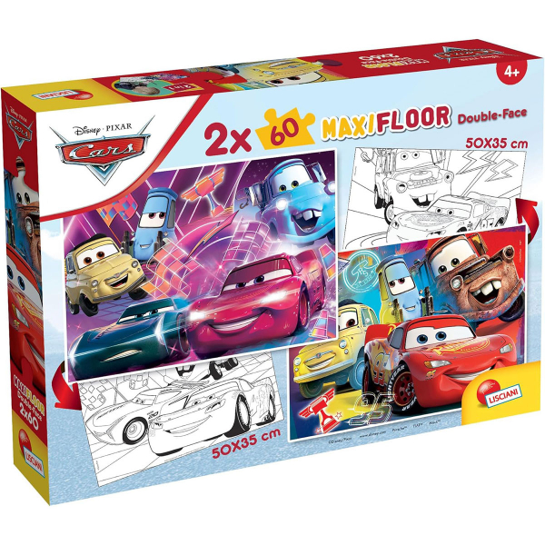 Slagalica Lisciani 2x60pcs MaxiFloor Cars 2u1 složi i oboji 97913 - ODDO igračke