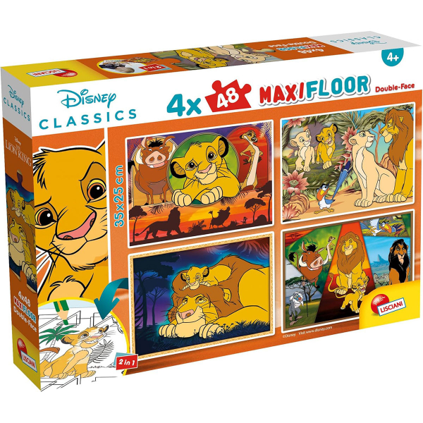 Slagalica Lisciani 4x48pcs MaxiFloor Lion King složi i oboji 109753 - ODDO igračke