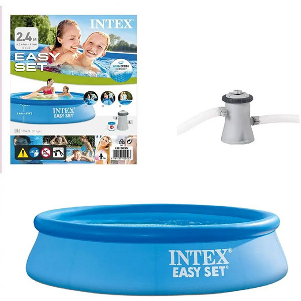 Bazen Intex Easy set 244x61cm sa 12V pumpom 28108GN - ODDO igračke