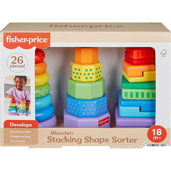 Fisher Price Drvena igračka za slaganje i sortiranje oblika 238217 - ODDO igračke