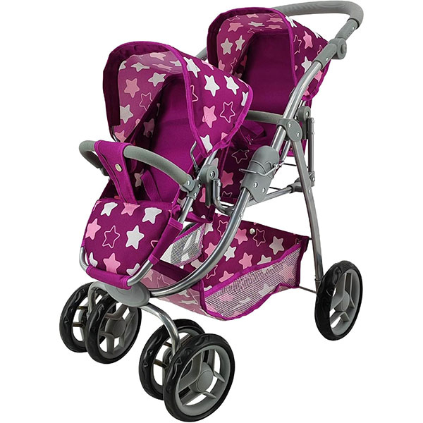 Kolica za lutke dupla Knorr Milo (Twins) Star Dark Pink 164453 - ODDO igračke