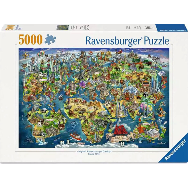 Ravensburger puzzle (slagalice) 5000pcs Ilustrovana Mapa sveta RA12001738 - ODDO igračke