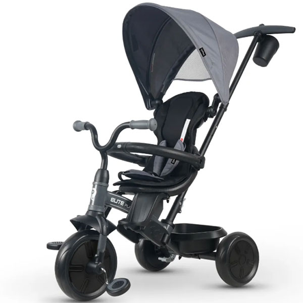 Tricikl sa ručkom Elite Platinum sivi Qplay 41312035 - ODDO igračke