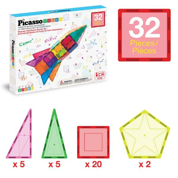 PicassoTiles set građevinskih blokova 32 komada Magnetic Rocket Building Set 1100044133 - ODDO igračke