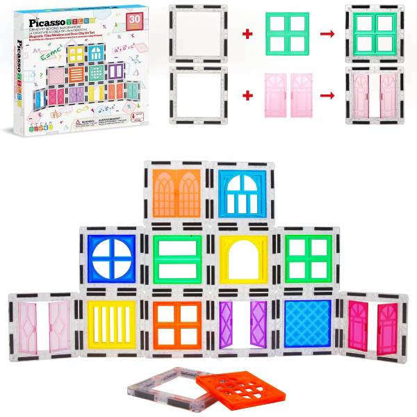 PicassoTiles set građevinskih blokova 30 delova vrata i prozori 1100050822 - ODDO igračke
