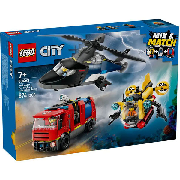 LEGO CITY Helicopter, Fire Truck & Submarine Remix LE60462 - ODDO igračke